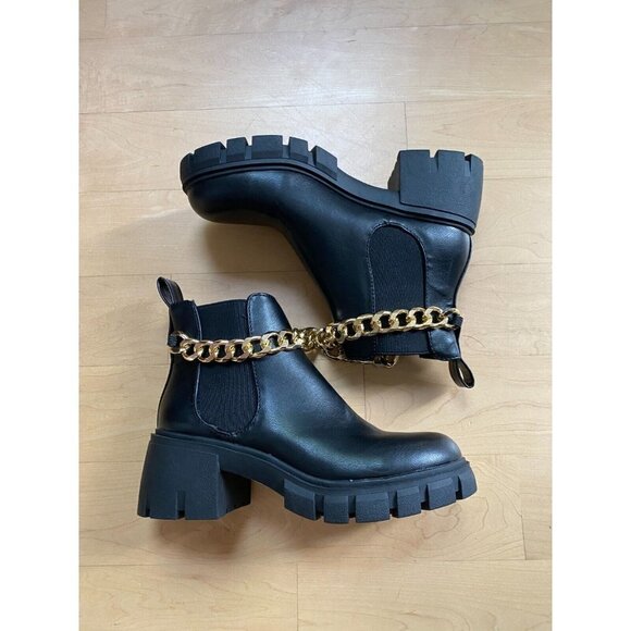 MADDEN girl Women's "Honey" Chain Chelsea black ankle boot sz 5 - Picture 3 of 9